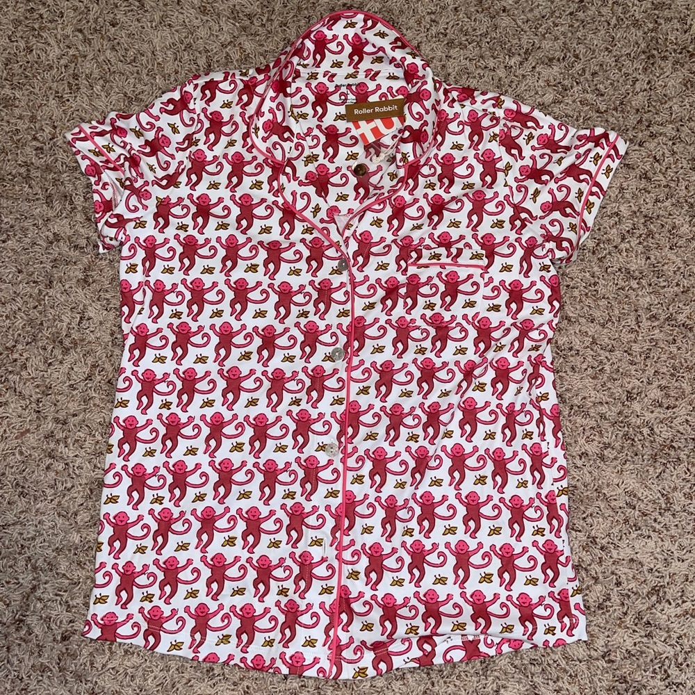 Roller Rabbit Pink Monkey Polo Pajama Set